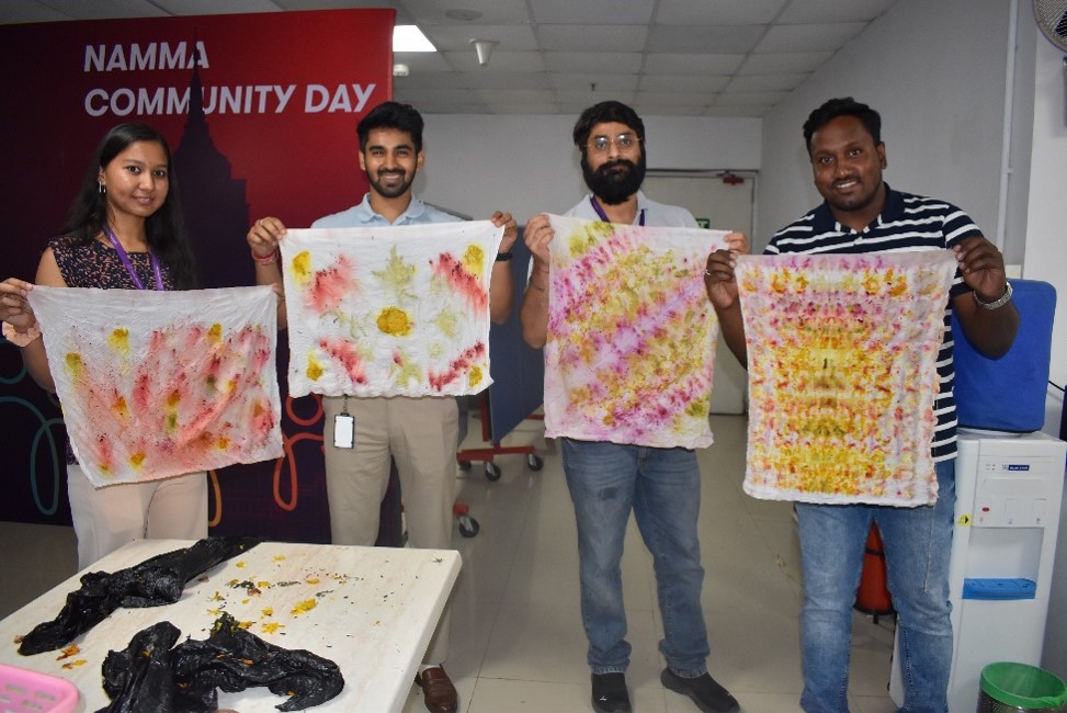 Eco Printing on Fabric at our Bangalore office